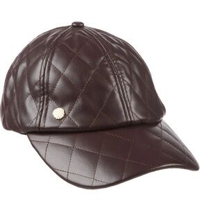Vince Camuto Brown Quilted Leather Cap
